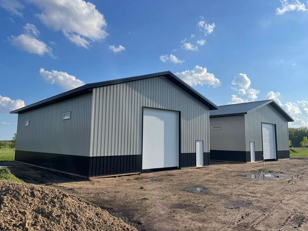 Post frame metal building storage building