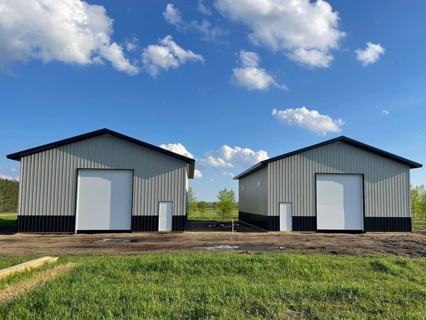 Post frame metal building storage building