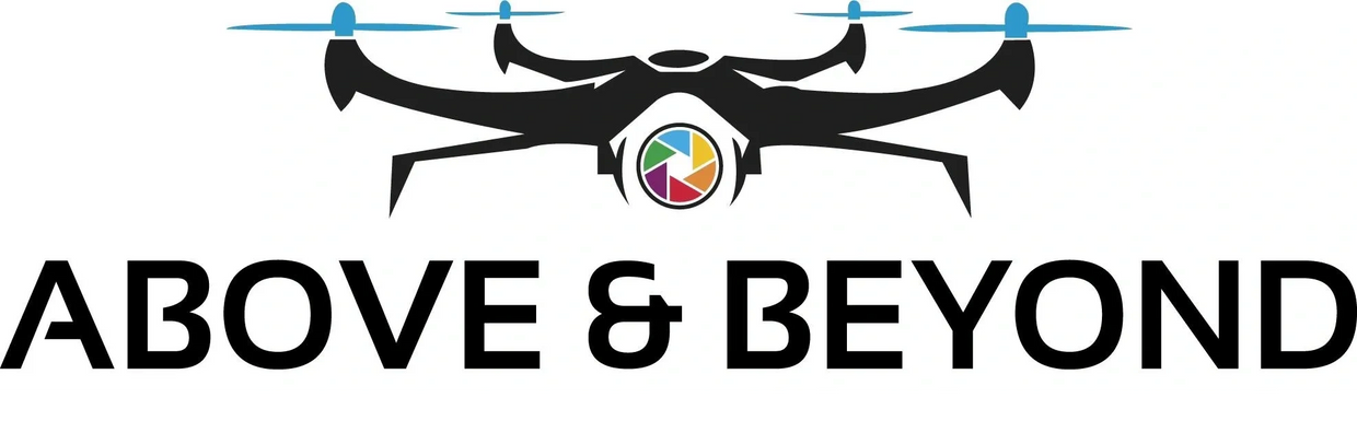Logo featuring a drone with blue propellers above the text 'Above & Beyond'.