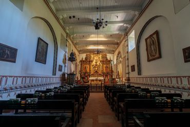 Interior of Church of Mission San Fernando Rey de España in Mission Hills, Los Angeles