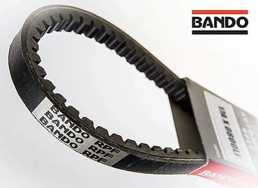 Close-up of a BANDO timing belt with packaging.