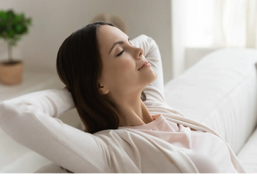 Relaxed lady on a couch