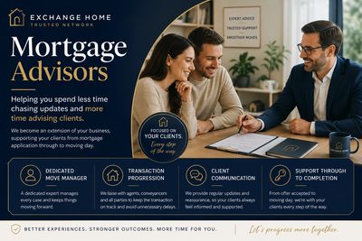 Mortgage advisors helping clients with home financing and moving.
