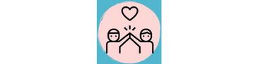 The image is an icon featuring two stylized figures facing each other