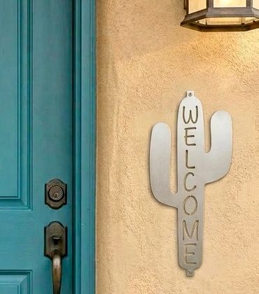 Large stainless steal Cactus welcome sign