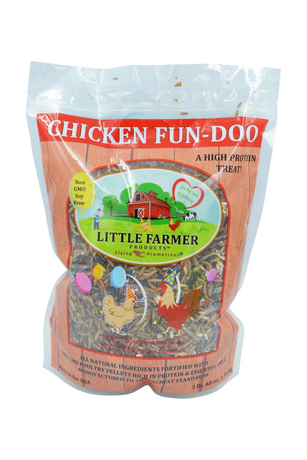 Chicken Fun Doo is the goat high protein healthy treat with no soy complete feed pellets, mealworms