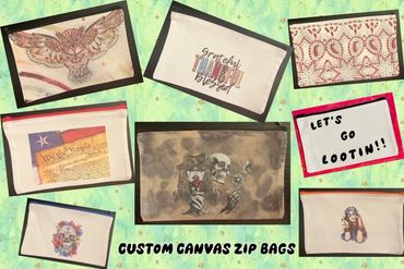 Canvas zip bags with a variety of sizes and colors to choose from.