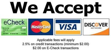 Accepted forms of payment