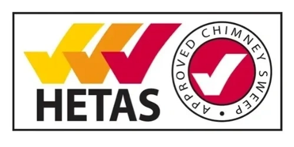 HETAS logo, use on website confirms Clean Sweep is a certified chimney sweep.