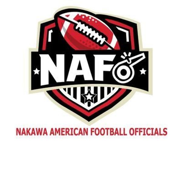 Official Logo for Nakawa American Football Officials with a football and whistle.