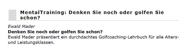 Mentaltrainer Berlin GC Stolper Heide mit Handicap Golf verbessern Buch zur mentalen Stärke