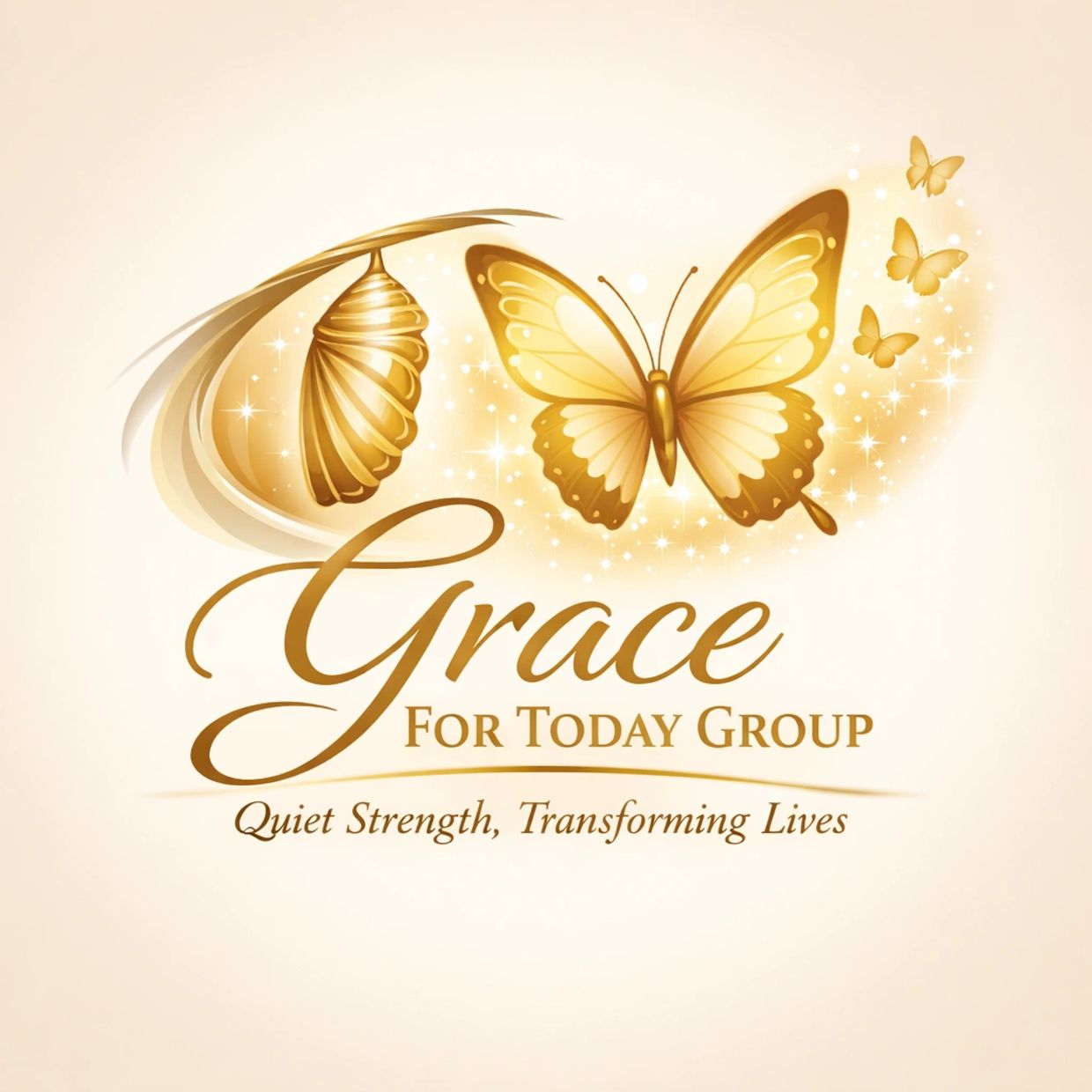Grace For Today Group logo with butterfly and chrysalis.