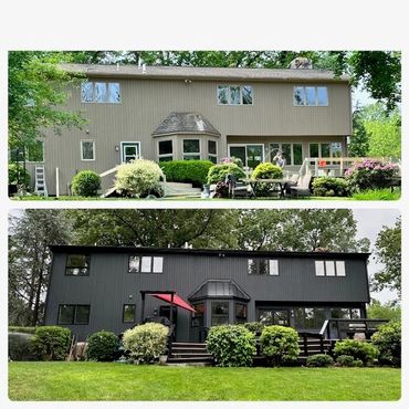 before and after exterior painting for the building