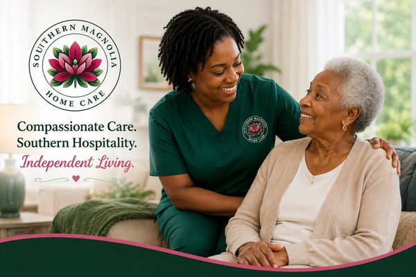 Caregiver warmly supporting an elderly woman, showcasing compassionate home care.