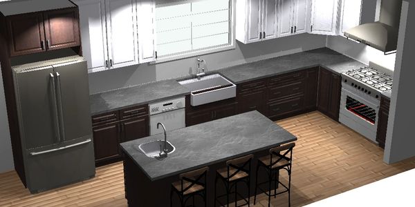 Espresso Kitchen Cabinets Grey Top