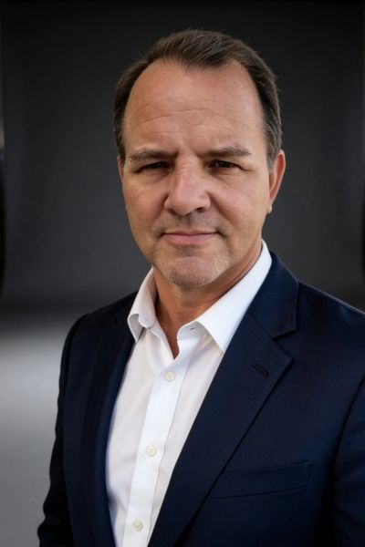 Confident middle-aged man in a suit looking at the camera.