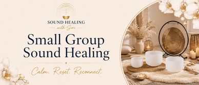 Small group sound healing session with calming ambience.