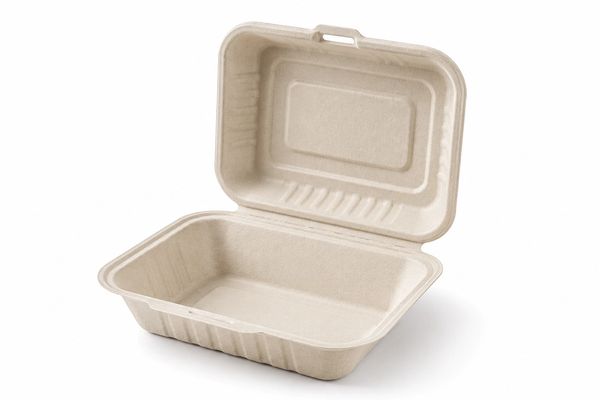 Eco-friendly biodegradable food container made from natural fibers.