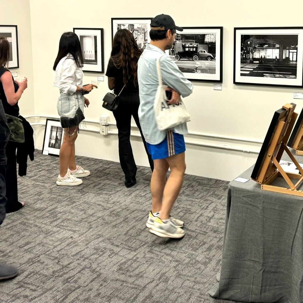 People checking out my work at the Pershing Square Art Space, August, 2024, Downtown Los Angeles.