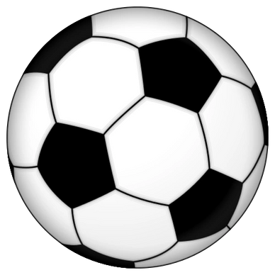 Classic black and white soccer ball with pentagonal and hexagonal patches.