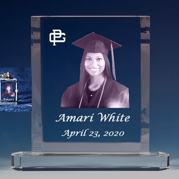 Engraved Crystal Plaque - Personalized graduation gift