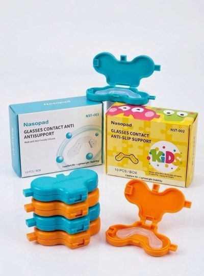 Colorful Nasopad glasses support cases for anti-slip and anti-suit glasses.