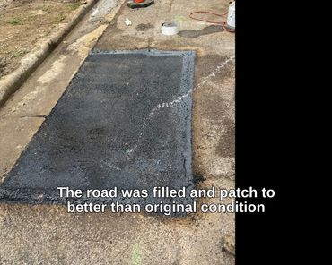 Road patch after plumbing service in New Richmond, Ohio