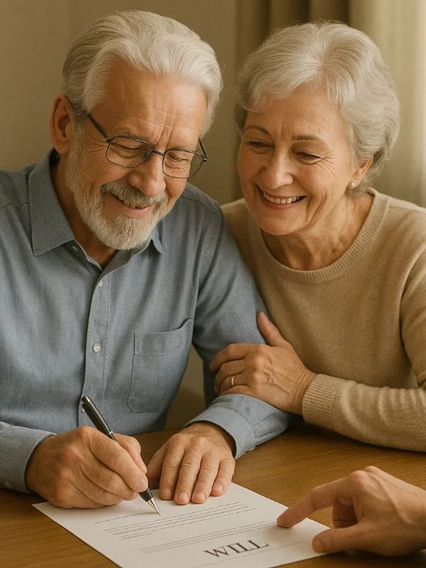 Couple signing a will. Estate planning attorney Orlando, FL
