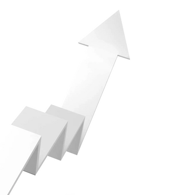 White zigzag arrow pointing upward symbolizing growth.