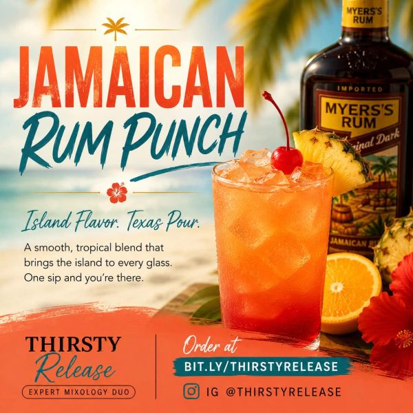 Jamaican Rum Punch with Myers's Rum and tropical garnish.