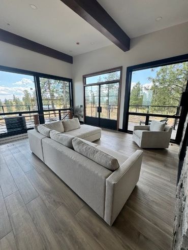 elevated surround view pine forest high end beams and features