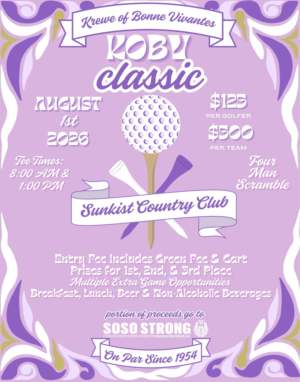 KOBV Classic golf tournament at Sunkist Country Club on August 1, 2026.