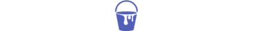 A minimalist blue paint bucket icon with a handle and dripping paint.