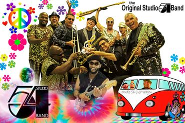 A music band is giving pause for picture