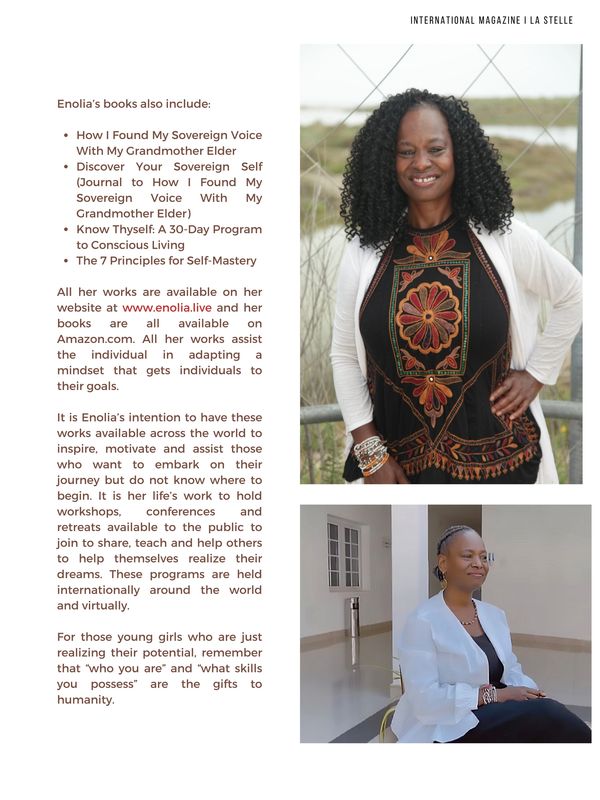 Enolia, Grandmother, Elder, Dr , Author - Written Works 
https://enolia.live/written-works