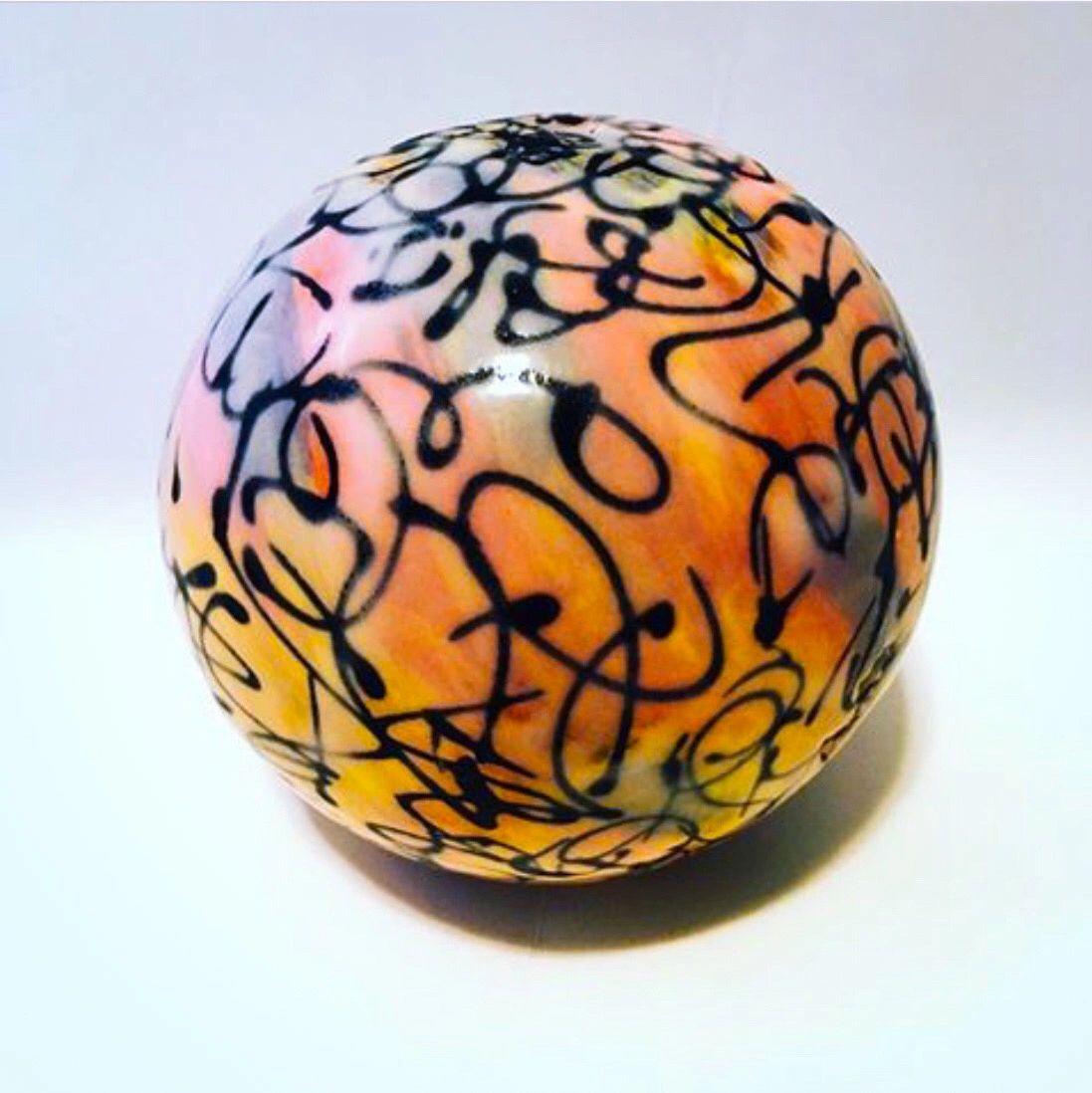 5” porcelain sphere. Glazed. 2018. 
