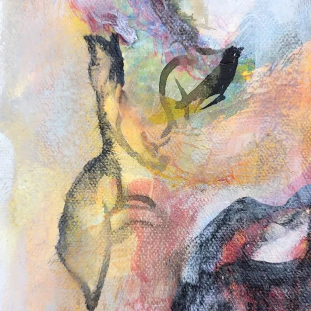 Detail of Abstract Painting
Ethereal
watercolor-like
orange, blue, black, white, red