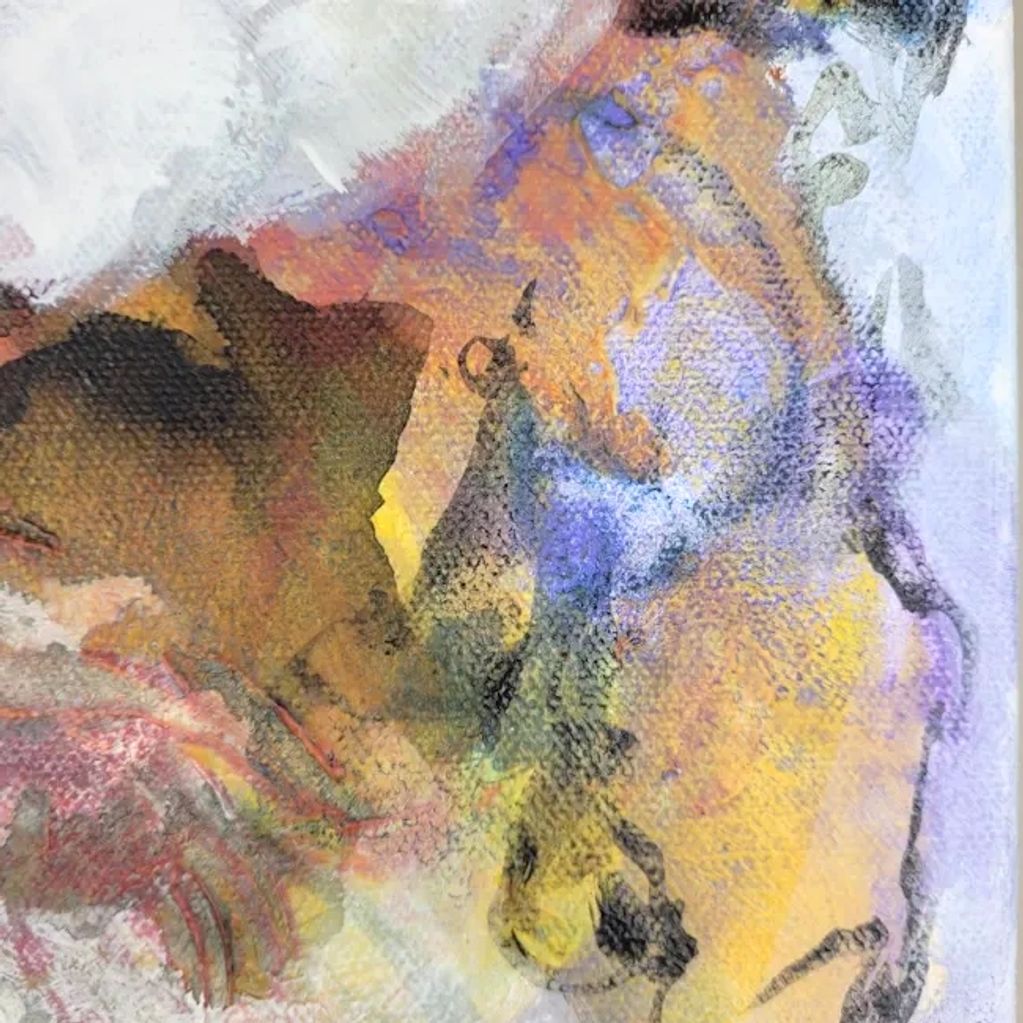 Detail of Abstract Painting
Ethereal
watercolor-like
orange, blue, black, white, red