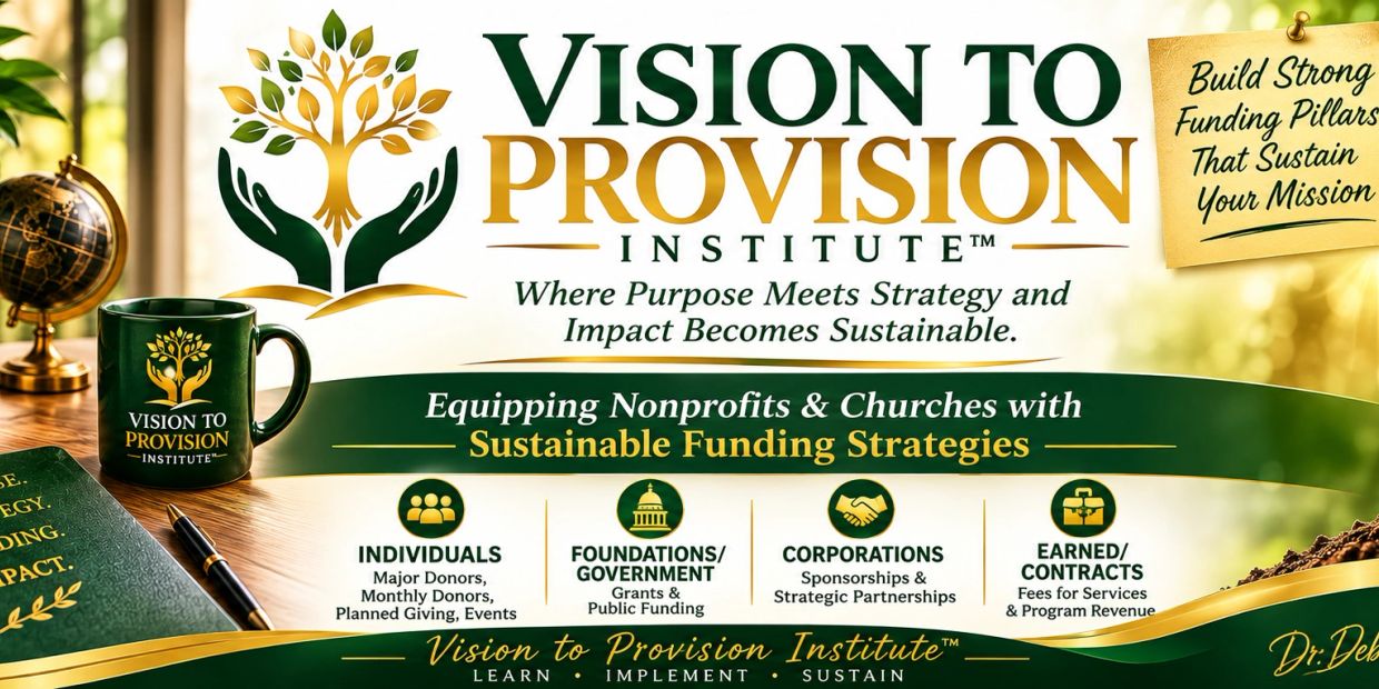 Vision to Provision Institute offers sustainable funding strategies for nonprofits and churches.