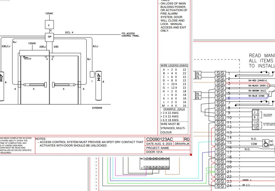 Elevation Diagram Point-to-point diagram drawing electronic door hardware opening design AutoCAD EHCC
