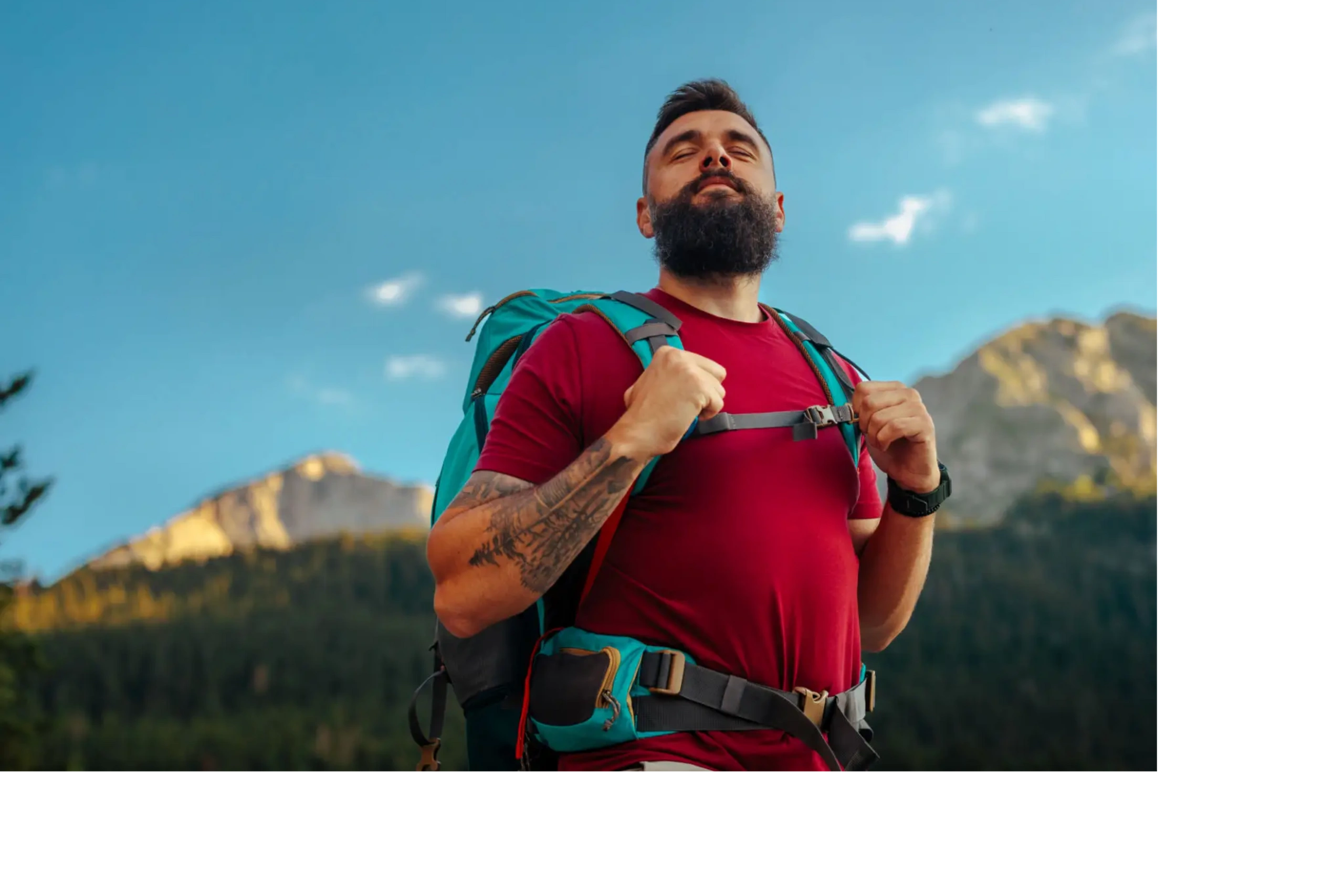 Confident man with backpack