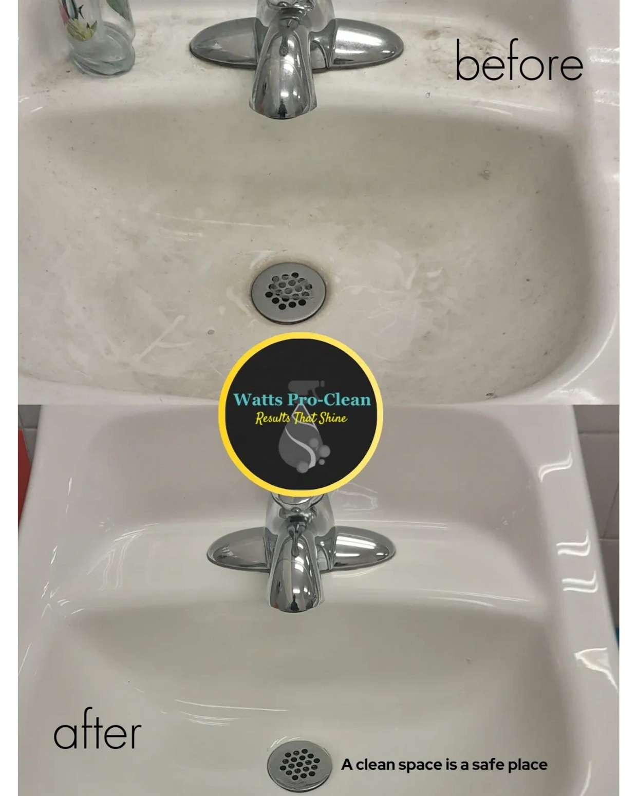 before and after sink cleaning