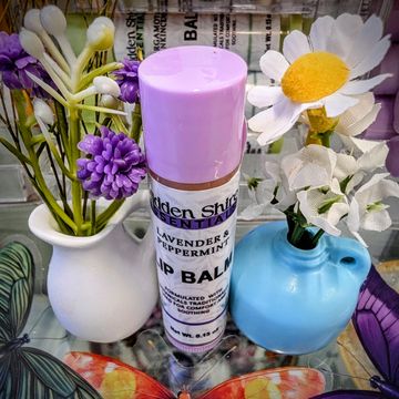Lavender and Peppermint lip balm - tastes like a butter mint.