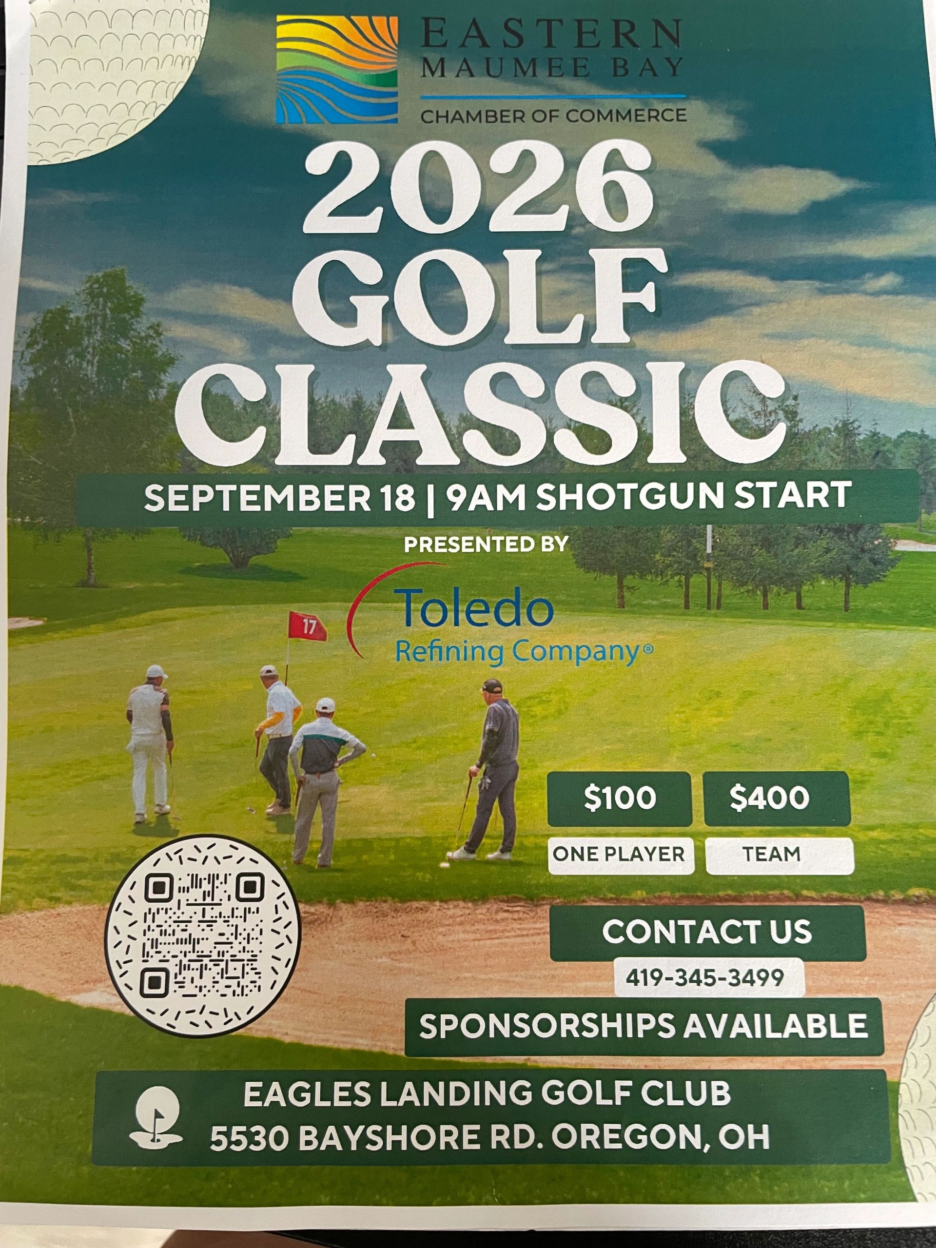 Eastern Maumee Bay 2026 Golf Classic event flyer with details.