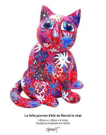 Marcel le Chat est une sculpture originale en résine peinte à la main par l'artiste Céline Chourlet.