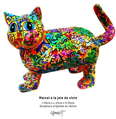 Marcel le Chat est une sculpture originale en résine peinte à la main par l'artiste Céline Chourlet.