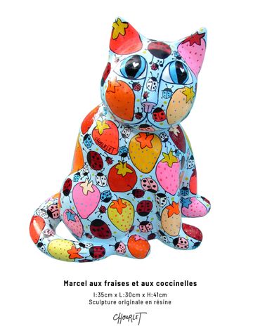 Marcel le Chat est une sculpture originale en résine peinte à la main par l'artiste Céline Chourlet.