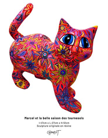 Marcel le Chat est une sculpture originale en résine imaginée et crée par l'artiste Céline Chourlet