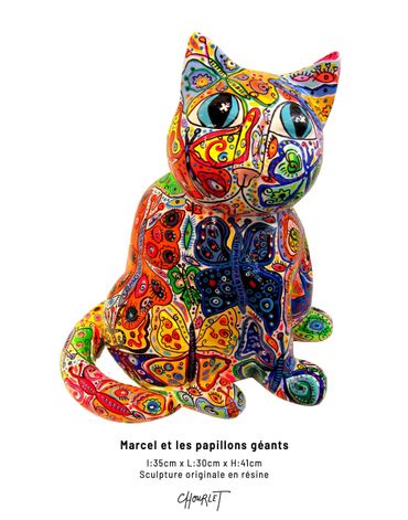 Marcel le Chat est une sculpture originale en résine peinte à la main par l'artiste Céline Chourlet.