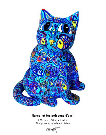 Marcel le Chat est une sculpture originale en résine peinte à la main par l'artiste Céline Chourlet.